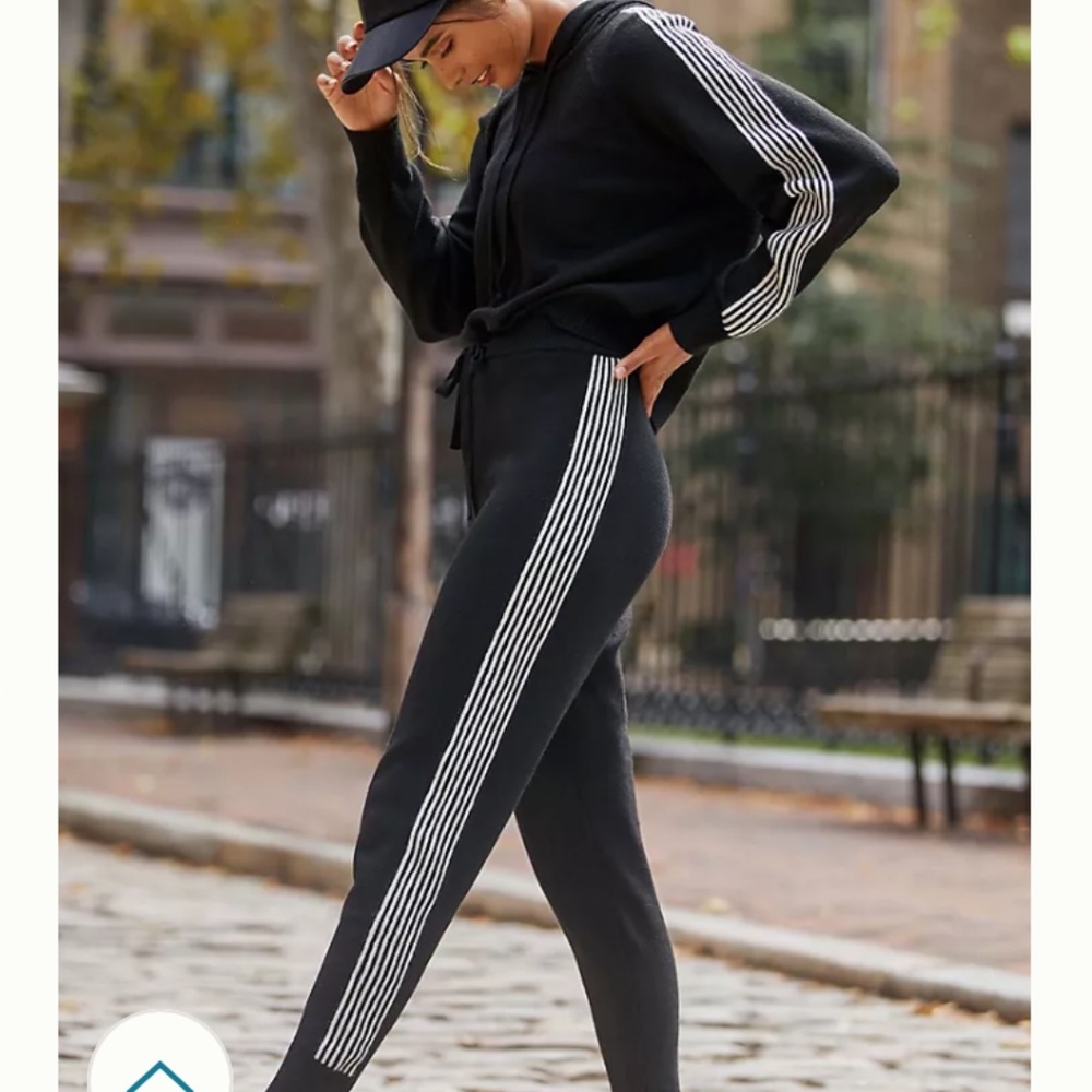 DAILY PRACTICE by Anthropologie Striped Jogger Knit Hoodie 2-Piece Lounge Set